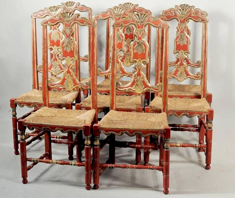 Appraisal: Set Eight Spanish Colonial Style Dining Chairs Set of eight