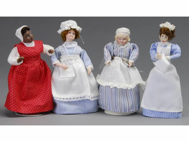 Appraisal: Four Contemporary Servant Dolls MN An assortment of four dollhouse