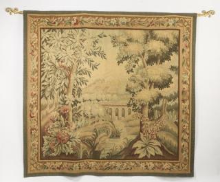 Appraisal: French style wool tapestry h Hand woven French style wool