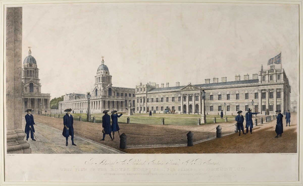 Appraisal: VIEW OF THE ROYAL HOSPITAL FOR SEAMEN AT GREENWICH Handcolored