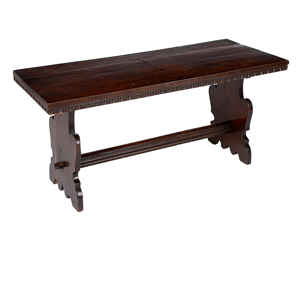 Appraisal: Italian Baroque Style Walnut Low Table The rectangular top raised