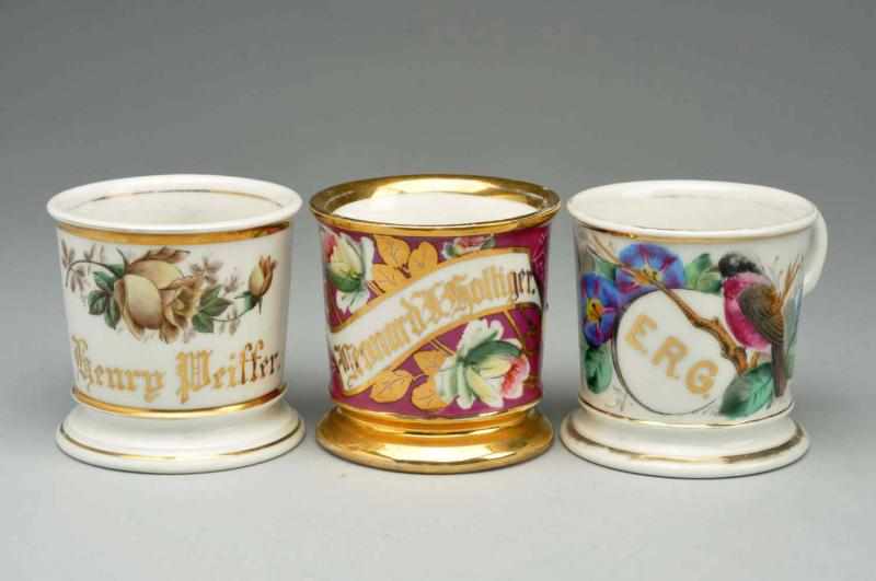 Appraisal: Lot of Floral Shaving Mugs Includes two with nice floral