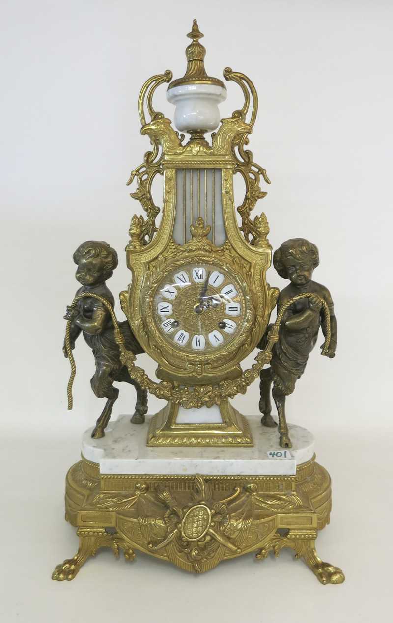 Appraisal: LOUIS XV STYLE MANTEL CLOCK late th century German spring