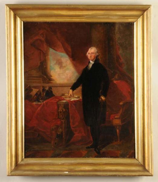 Appraisal: Jane Stuart Attrib Oil Portrait of Washington Description th Century