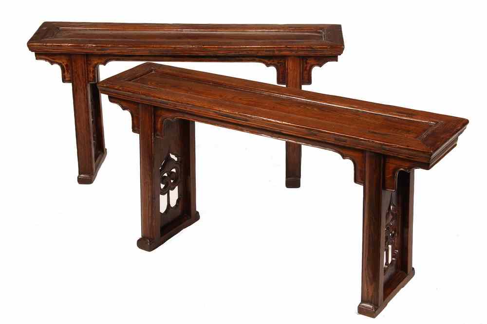 Appraisal: PAIR CHINESE BENCHES - Pair of Benches in Yumu Elm