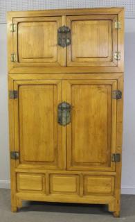 Appraisal: Vintage Piece Chinese Cabinet Armoire Includes tall cabinet with two