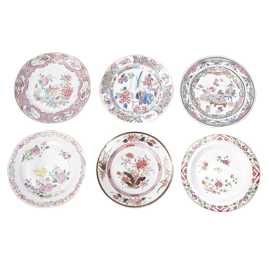 Appraisal: Group of Nine Chinese Export Famille Rose Porcelain Plates th