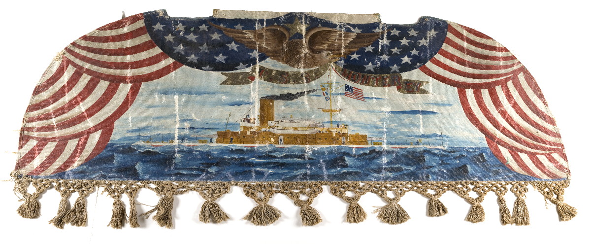 Appraisal: PAINTED CANVAS SEACHEST COVER OF THE U S S MONTEREY