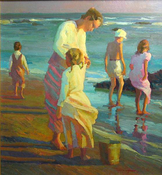 Appraisal: Unknown Artist Mother and children at the beach indistinctly signed