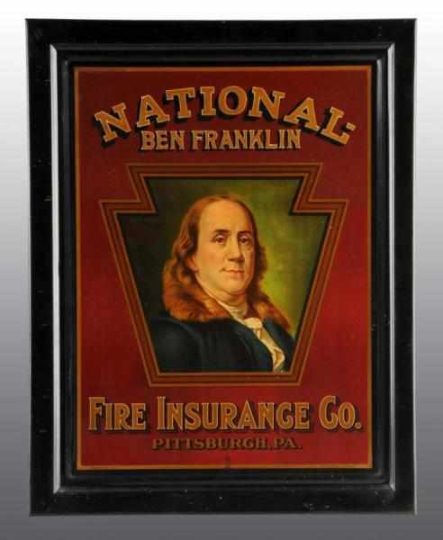 Appraisal: Tin National Ben Franklin Fire Insurance Sign Description Beautiful image