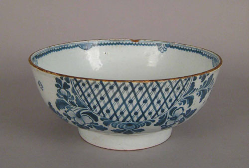 Appraisal: Delft bowl mid th c with blue floral decoration h