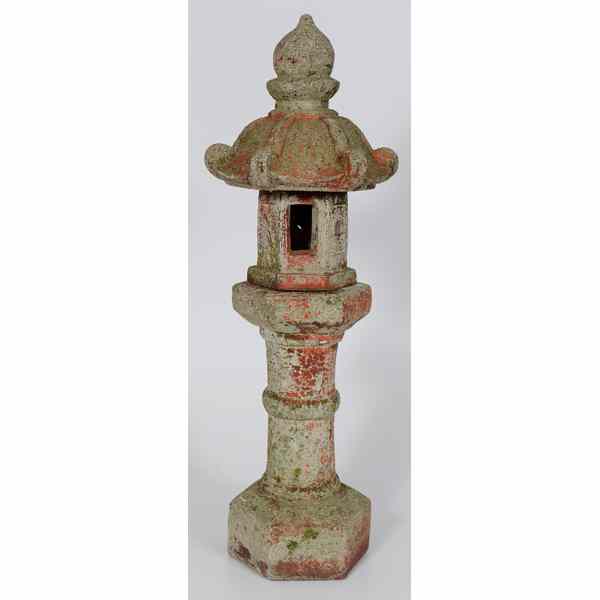 Appraisal: Cement Lantern Chinese An architectural cement lantern with painted red