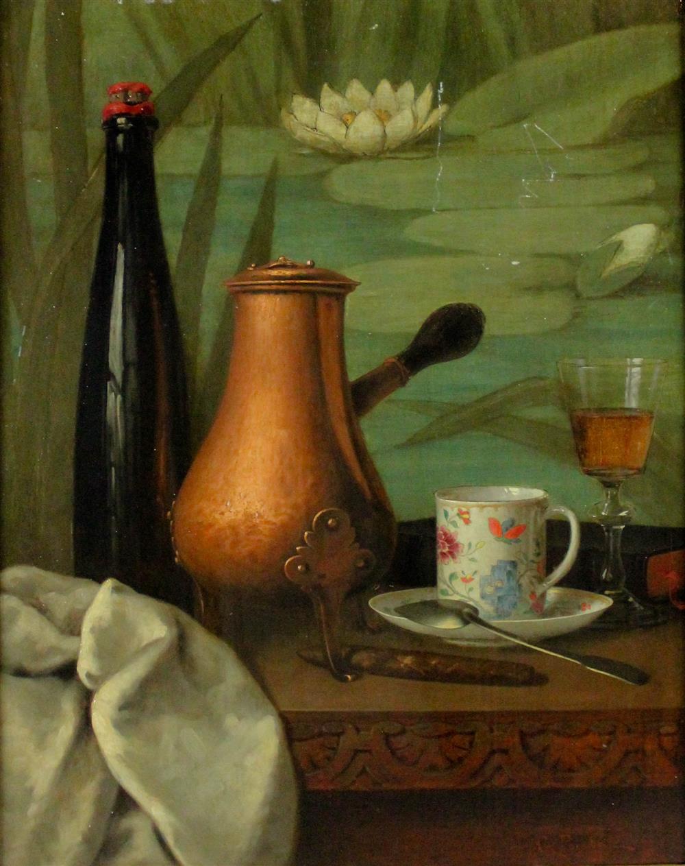 Appraisal: JEAN GUSTAVE POMBA FRENCH TH CENTURY STILL LIFE WITH HOT