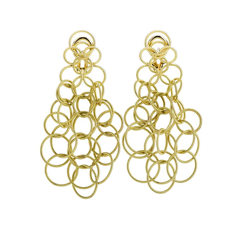 Appraisal: BUCCELLATI K GOLD HAWAII EARRINGS Cascade of textured interwoven rings