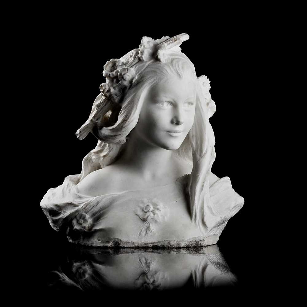 Appraisal: AGATHON L ONARD - BUST OF A GIRL CIRCA carved