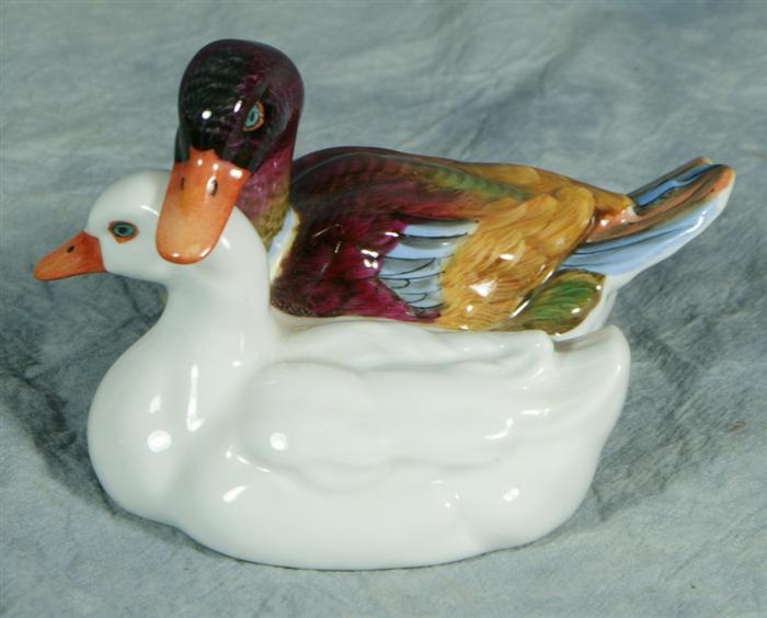 Appraisal: Herend double duck figurine long no damage Estimate -