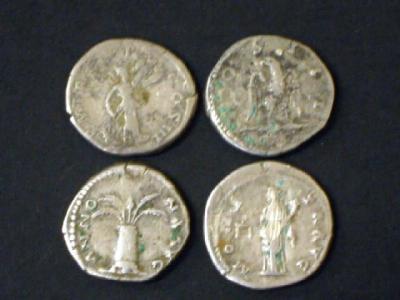 Appraisal: FOUR HADRIAN DENARII with Victory Modius Moreta and Eagle on