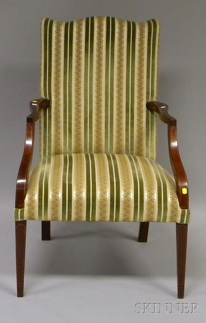 Appraisal: Federal-style Upholstered Inlaid Mahogany Easy Chair