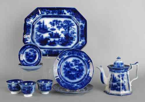 Appraisal: Ten pieces of Tonquin flow blue china th c