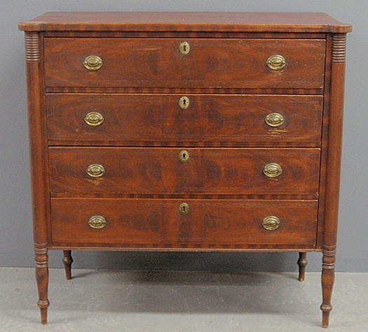 Appraisal: - New England Sheraton paint decorated chest of drawers c