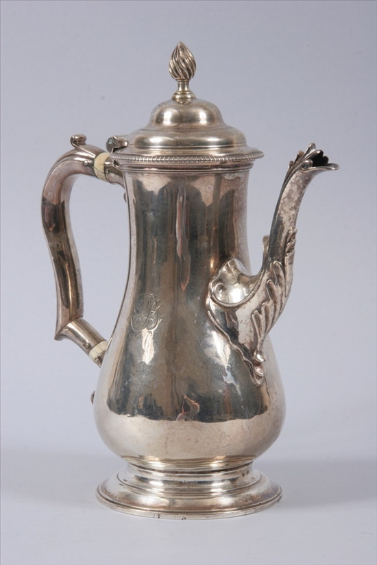 Appraisal: GEORGE III SILVER COFFEE POT John Kidder London Baluster form