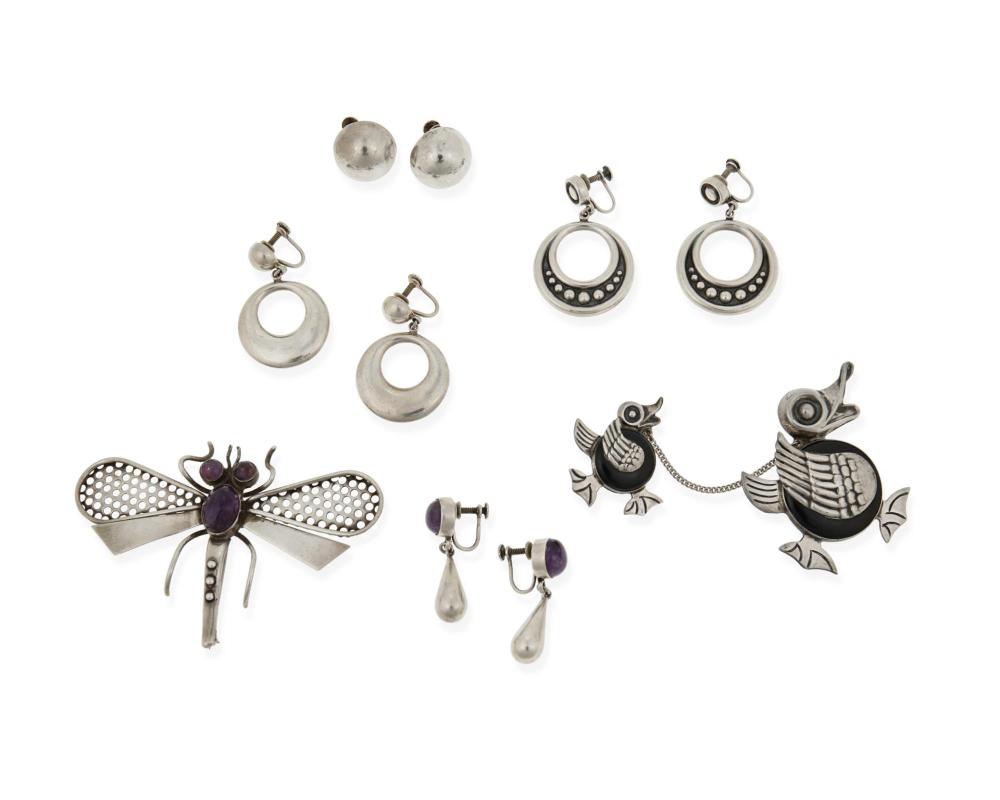 Appraisal: A group of Parra silver jewelry Circa - Mexico Each