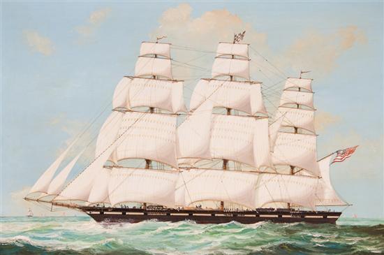 Appraisal: American School th century The New York Clipper Ship Challenger