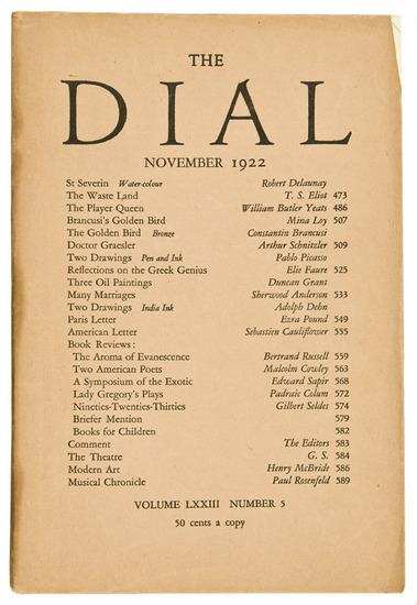 Appraisal: ELIOT T S The Waste Land Appearance in The Dial