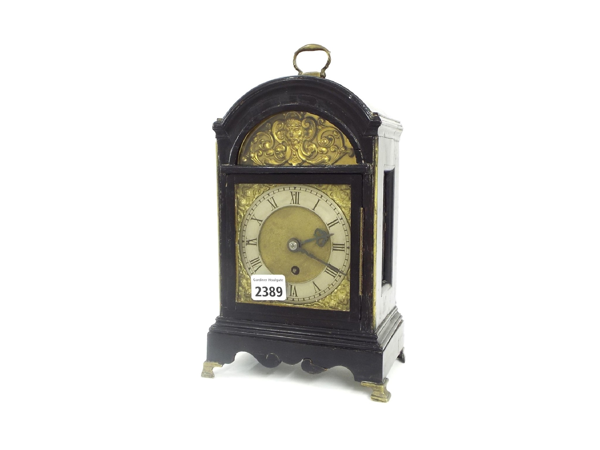 Appraisal: Small ebonised single fusee bracket clock the brass dial within