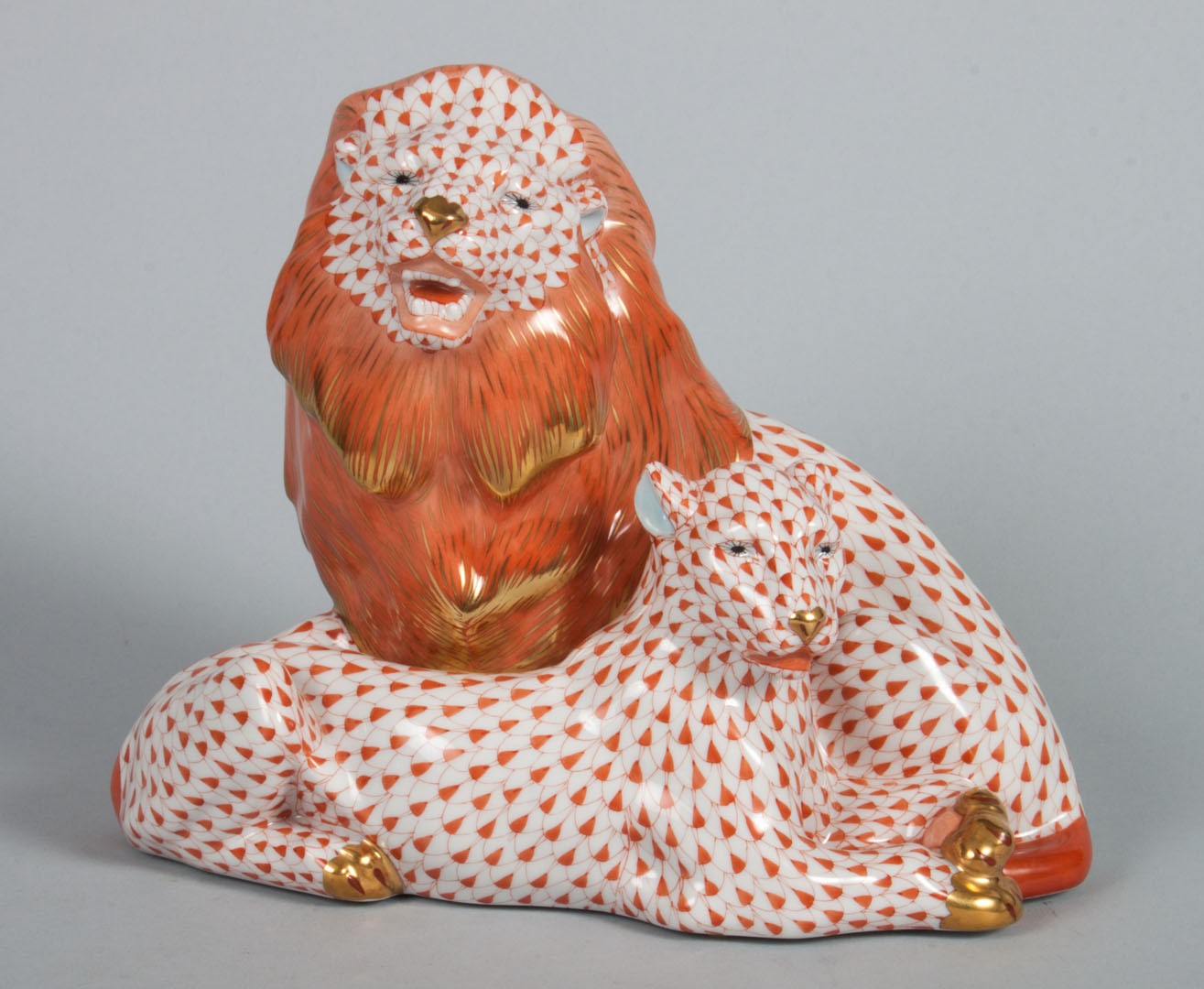 Appraisal: Herend porcelain group of a lion lioness in the Rust