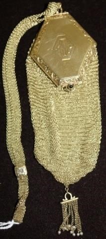 Appraisal: KT GOLD ART DECO EVENING BAG WITH COMPACT MESH STYLE