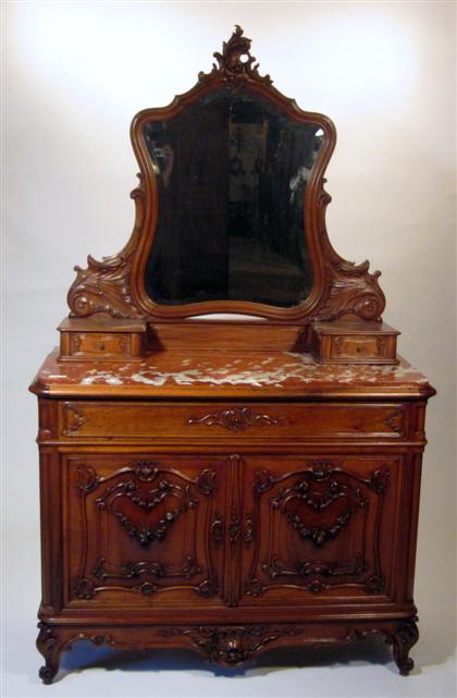 Appraisal: Louis XV style carved walnut buffet late th century