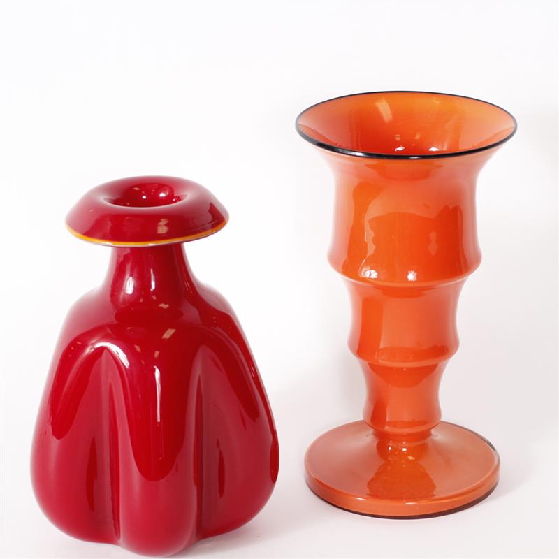 Appraisal: Pair of Opaque Czech Mid-Century Modern studio glass vases in