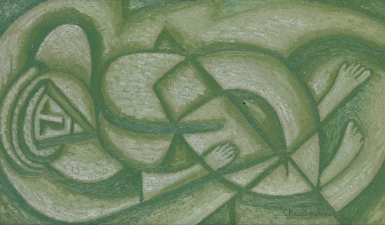 Appraisal: SERGE CHARCHOUNE Figure Vert en Repos Oil on canvas circa