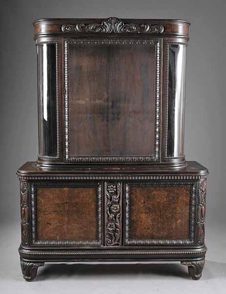 Appraisal: An Antique Walnut and Burl Walnut Vitrine Cabinet of Renaissance