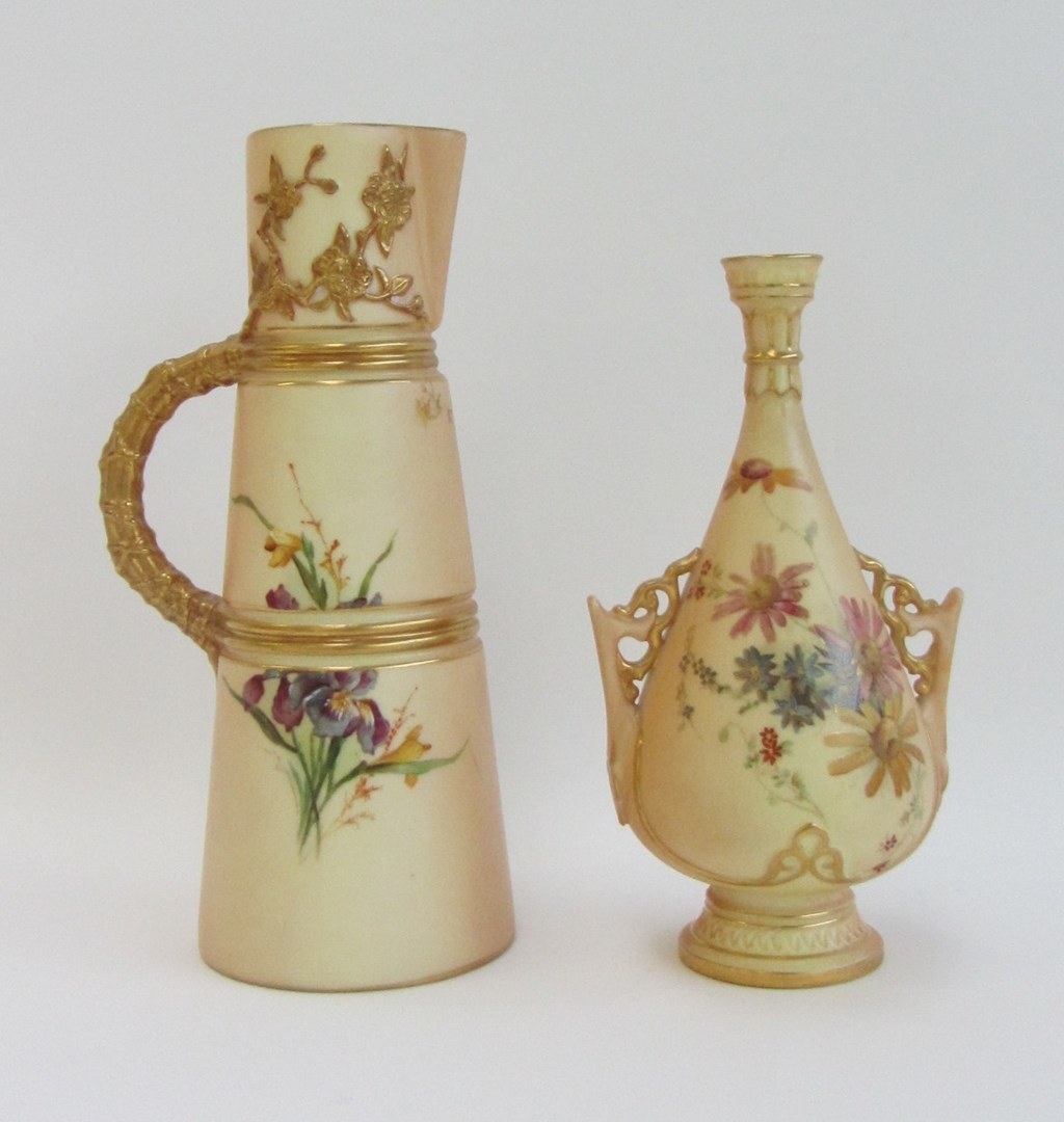 Appraisal: A Royal Worcester claret jug circa moulded with gilt prunus