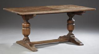 Appraisal: Jacobean Style Carved Oak Dining Table early th c the