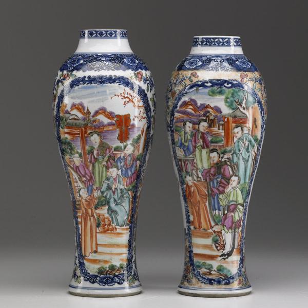 Appraisal: CHINESE EXPORT Pair of Famille Rose baluster vases th C