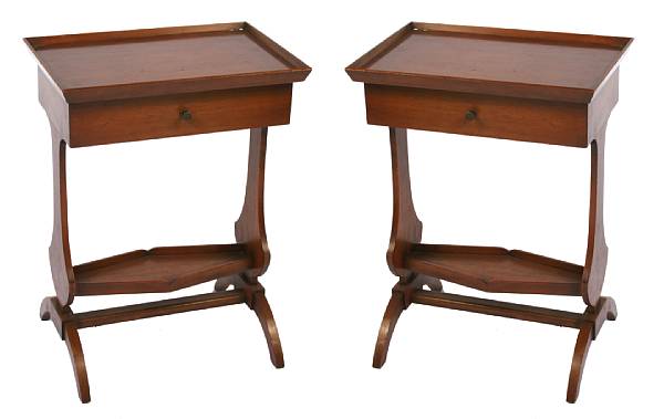 Appraisal: A pair of Directoire style walnut side tables height in