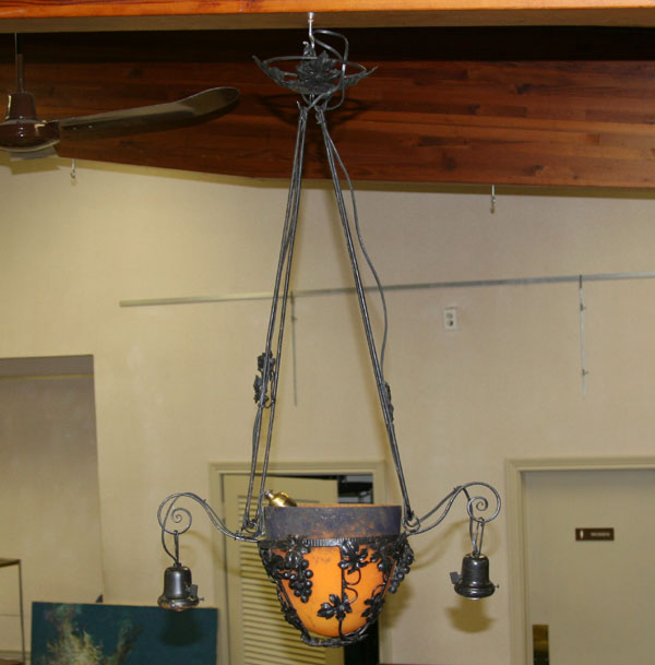 Appraisal: French Art Deco Muller Freres two arm hanging light fixture