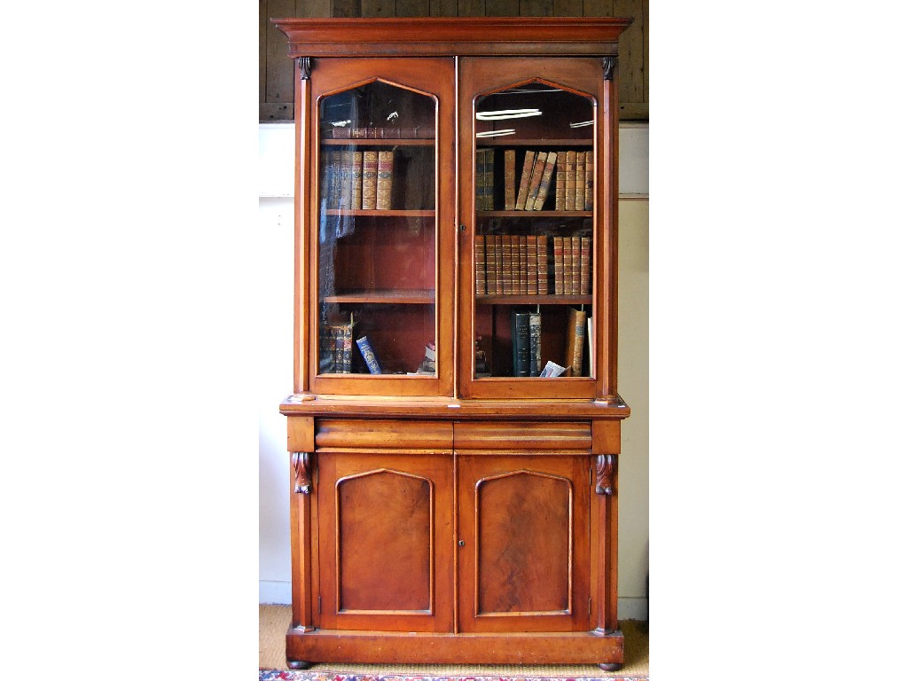 Appraisal: Victorian mahogany chiffonier bookcase the glazed upper having a pair