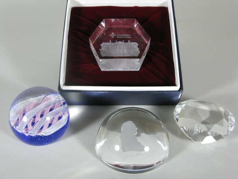 Appraisal: Group of Four Paperweights the first a Rosenthal faceted crystal