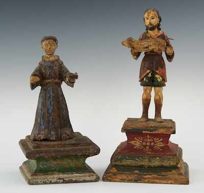 Appraisal: Carved Wood Santos of Jesus The Good Shepherd and Young