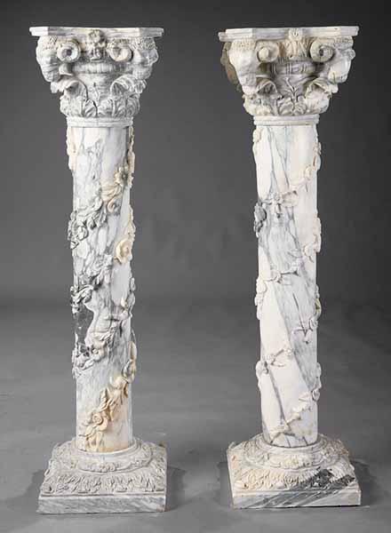 Appraisal: A Pair of Italian Green and White Variegated Corinthian Column