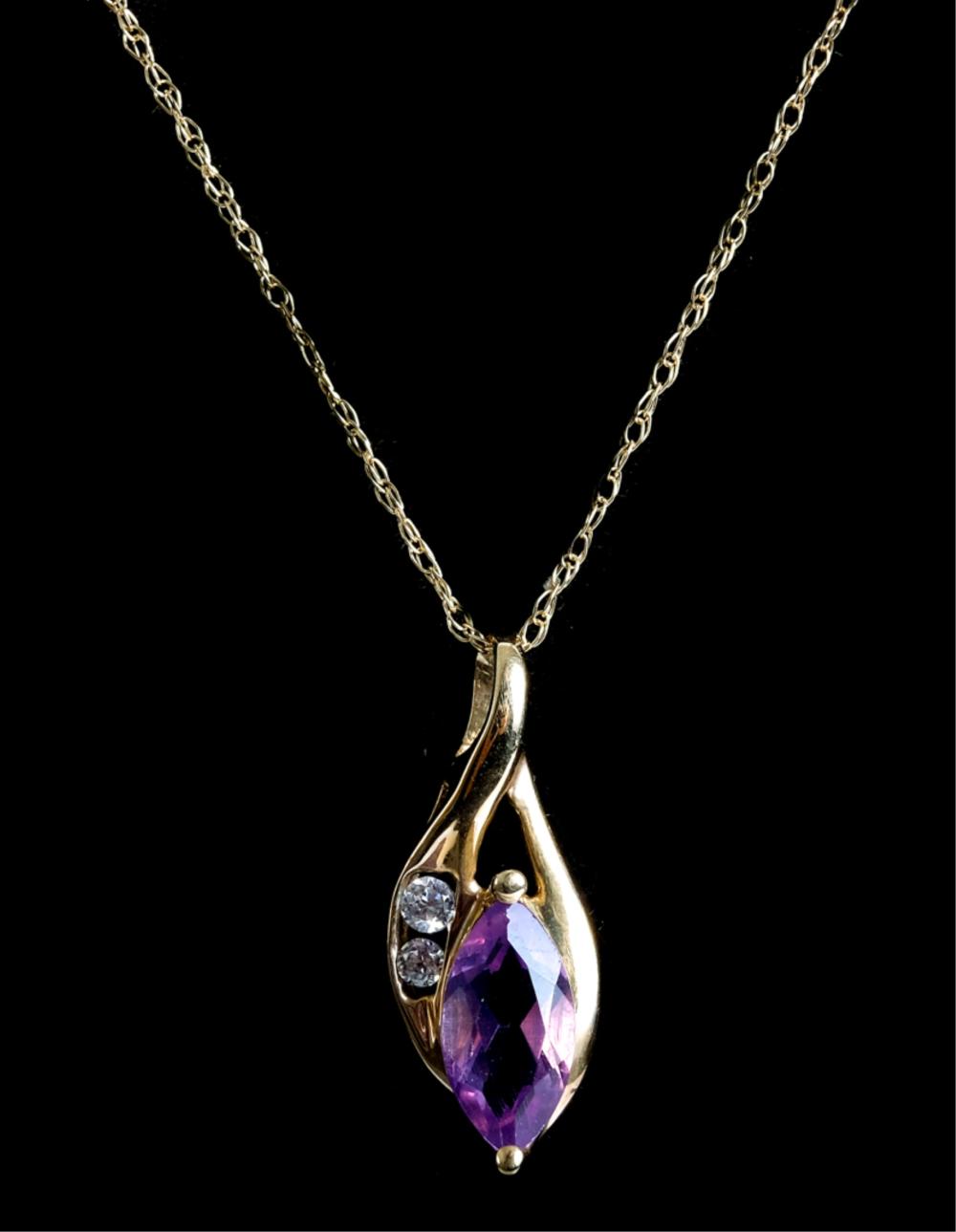 Appraisal: K YELLOW GOLD AMETHYST PENDANT NECKLACE k yellow gold necklace