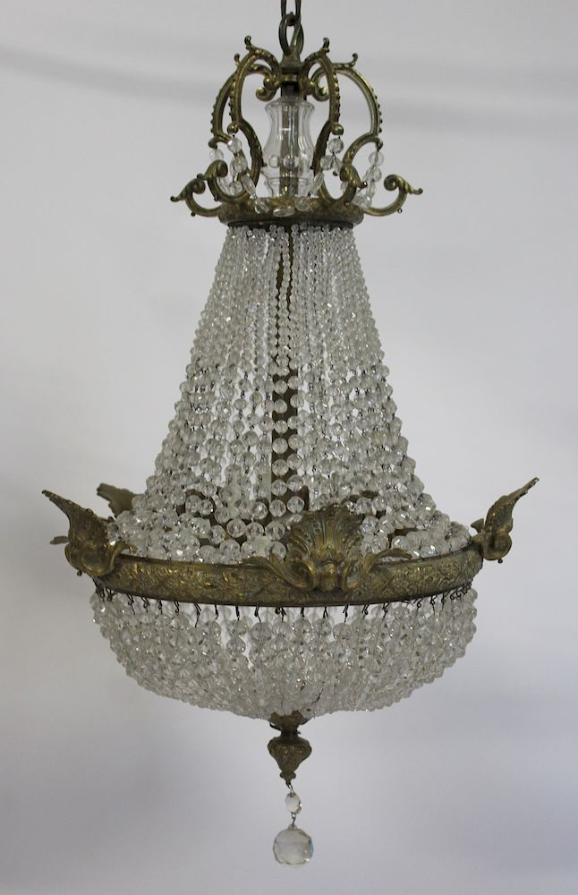 Appraisal: Antique Beaded Glass Baloon Form Chandelier From a Larchmont estate