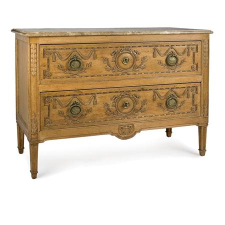 Appraisal: Provincial Louis XVI Style Marble Top Oak Commode Estimate -