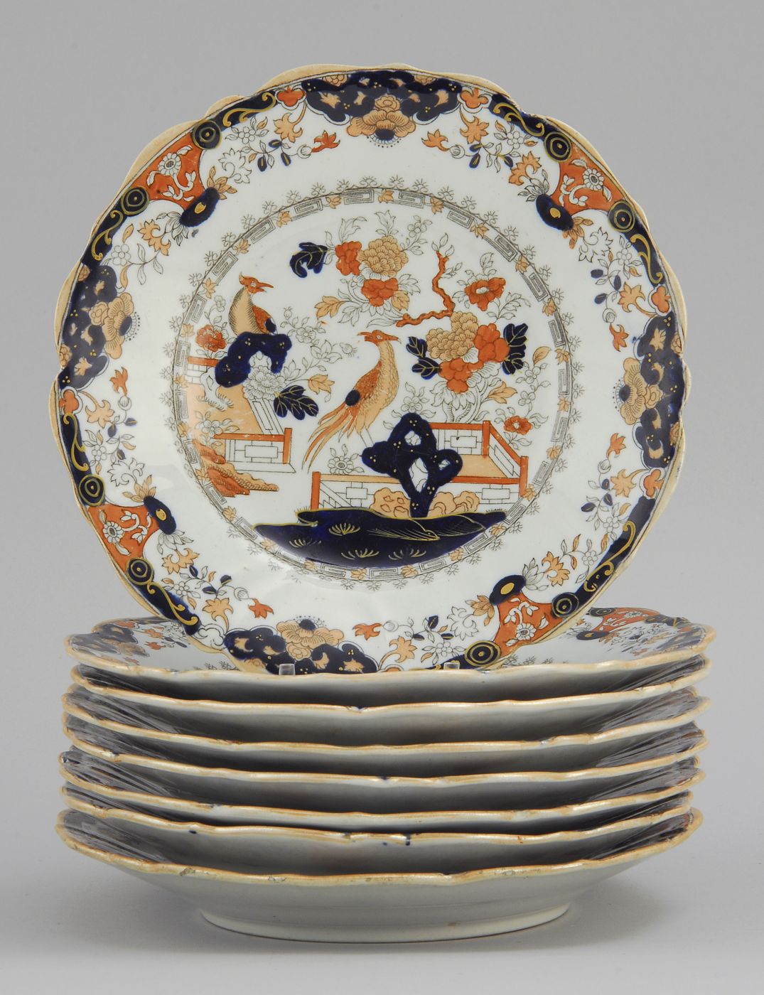 Appraisal: SET OF EIGHT MASON'S IRONSTONE PLATES Mid- th CenturyWith Imari-style