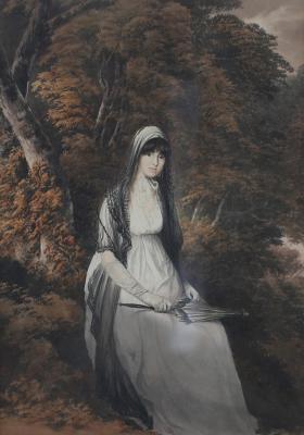 Appraisal: John Glover - Henry Edridge - Lady in Mourning watercolour