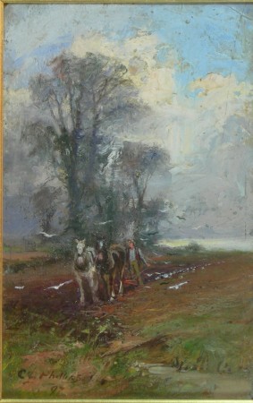 Appraisal: CHARLES GUSTAV LOUIS PHILLIPS SCOTTISH - PLOUGHING IN MARCH Signed